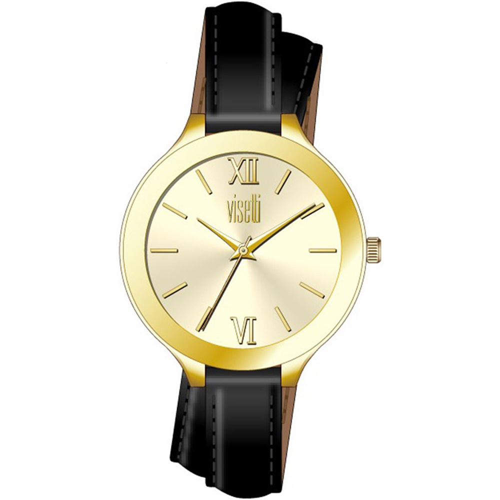 Ρολόι VISETTI Black Leather Strap - PE-727GB