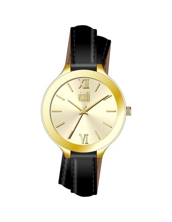 Ρολόι VISETTI Black Leather Strap - PE-727GB