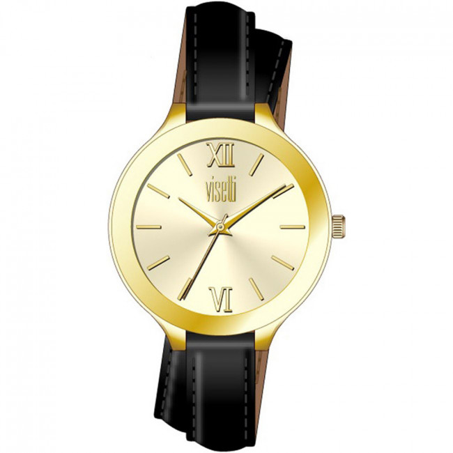 Ρολόι VISETTI Black Leather Strap - PE-727GB
