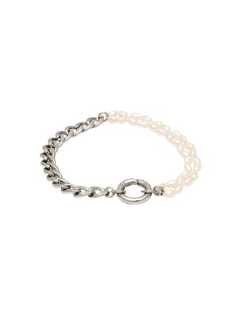 Βραχιόλι Visetti Stainless Steel Double Chain & Pearls - SU-WBR070SW