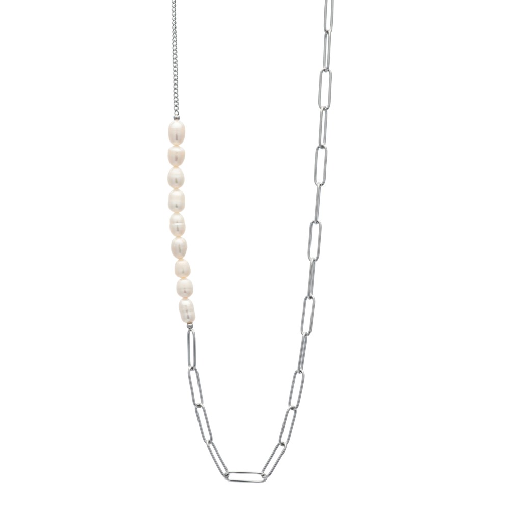 Κολιέ Visetti Stainless Steel Chain & Pearls - SU-WKD059S