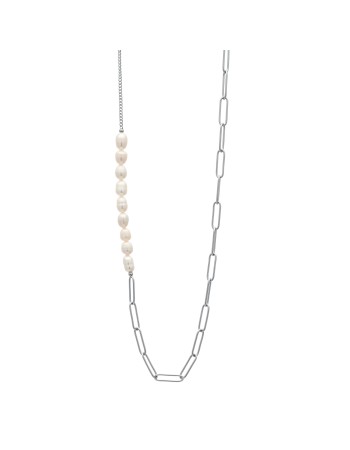 Κολιέ Visetti Stainless Steel Chain & Pearls - SU-WKD059S