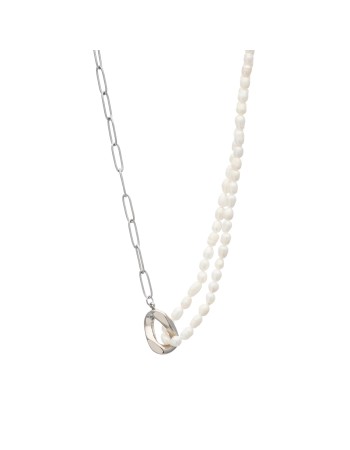 Κολιέ Visetti Stainless Steel Chain & Pearls - SU-WKD069S