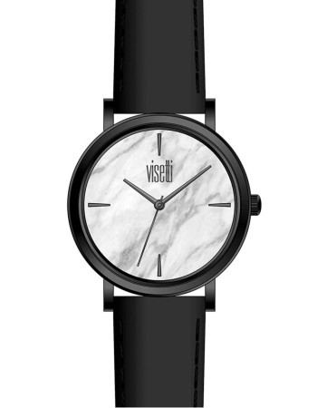 Ρολόι VISETTI Mar-Bling Black Leather Strap ZE-911-BW - ZE-911BW