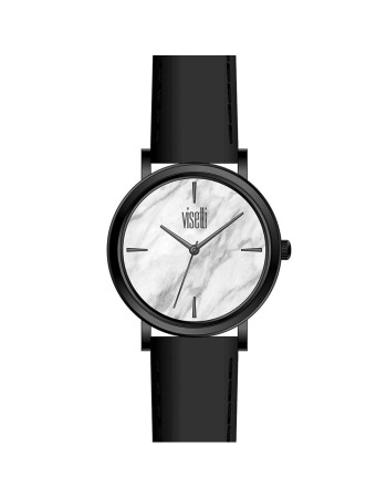 Ρολόι VISETTI Mar-Bling Black Leather Strap ZE-911-BW - ZE-911BW