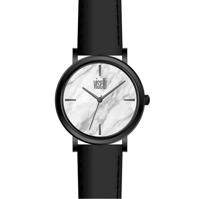 Ρολόι VISETTI Mar-Bling Black Leather Strap ZE-911-BW - ZE-911BW