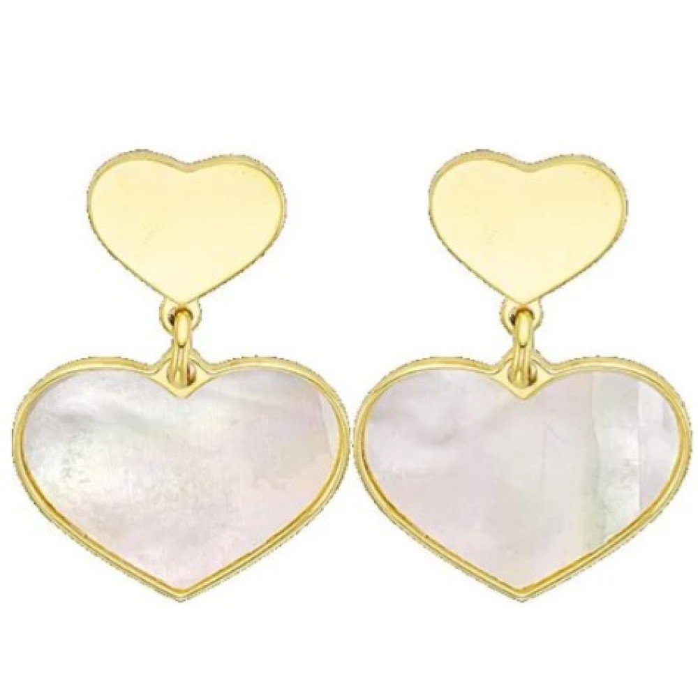 Σκουλαρίκια VOGUE από Επιχρυσωμένο Ασήμι 925, με καρδιές από φίλντισι - 20170634261