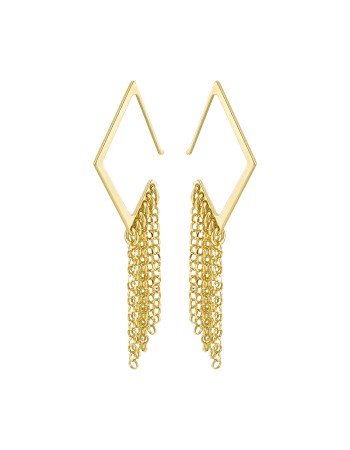 Σκουλαρίκια VOGUE από Επιχρυσωμένο Ασήμι 925, ρόμβος με αλυσίδες - 20171605201