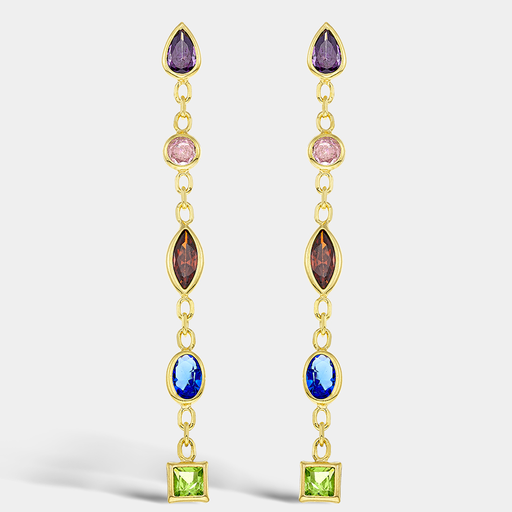 Σκουλαρίκια VOGUE από Ασήμι 925, με πολύχρωμες πέτρες - 20175234291