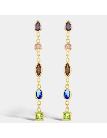 Σκουλαρίκια VOGUE από Ασήμι 925, με πολύχρωμες πέτρες - 20175234291