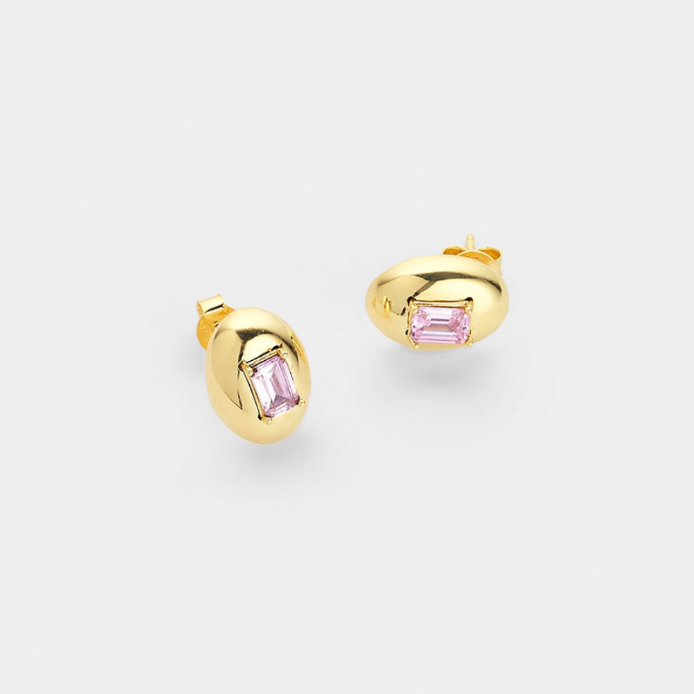 Σκουλαρίκια VOGUE από Επιχρυσωμένο Ασήμι 925, με ροζ πέτρα - 20178923231