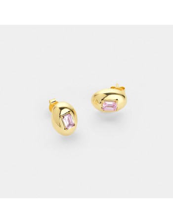 Σκουλαρίκια VOGUE από Επιχρυσωμένο Ασήμι 925, με ροζ πέτρα - 20178923231